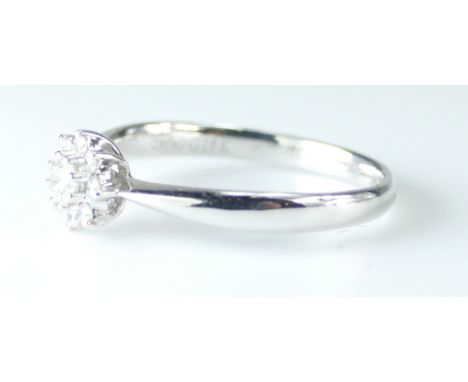 18ct white gold diamond cluster ring size L, 2 grams