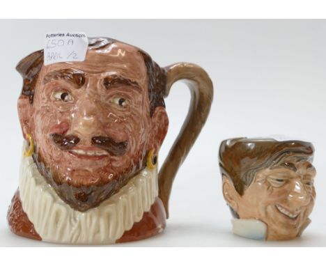 Royal Doulton large rare character jug Hatless drake (restored top rim & slight glaze fault to bottom edge) and Farmer John A