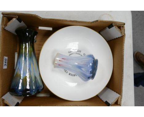 A mixed collection of ceramic items to include Burslem Pottery art glazed vases with Newcastle under Lyme Octocentenary Chart