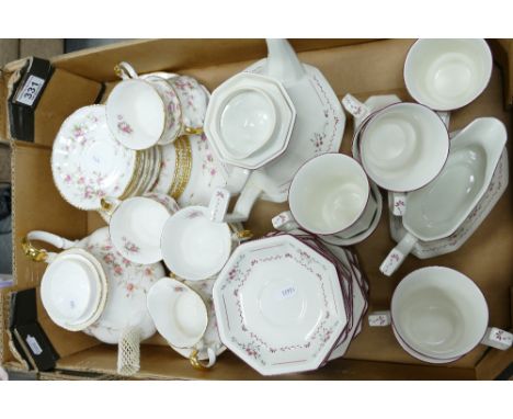 A mixed collection of ceramic items to include Paragon Victorian Rose part teaset with similar Johnson Brothers ironstone flo