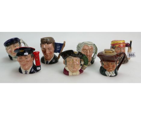 Seven Royal Doulton smaller size Toby / Character jugs; W G Grace D6845 limited edition 64 /9500 with COA 4" high, Michael Do