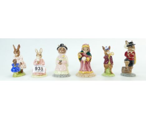 Royal Doulton Bunnykins. Fortune Teller DB218, Rise & Shine DB11, Cavalier DB179 limited edition  1082 of 2500, Welsh lady DB