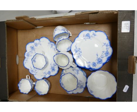 A collection of Royal Graffton blue and white floral decorated teaware to include cups, saucers, side plates etc