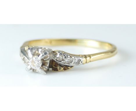 18ct gold diamond ring size P/Q, 3 grams