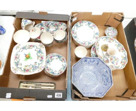 A collection of Royal Cauldon floral patterned ironstone dinnerware to include cups, saucers, tureens and large Adams Chinese