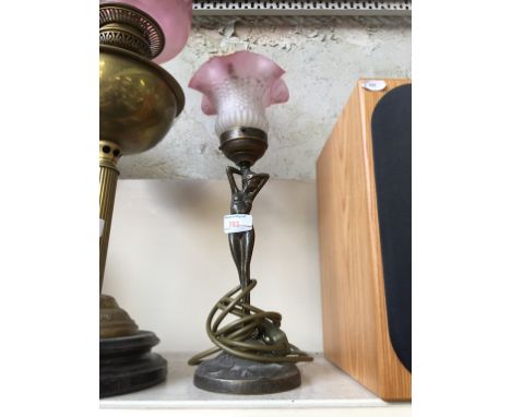 METAL FIGURE LAMP WITH GLASS SHADE       E5