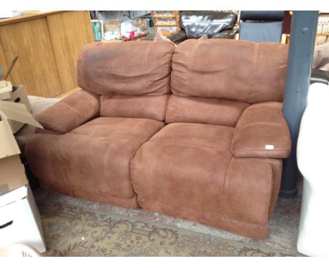A SUEDE RECLINING 2 SEATER SOFA