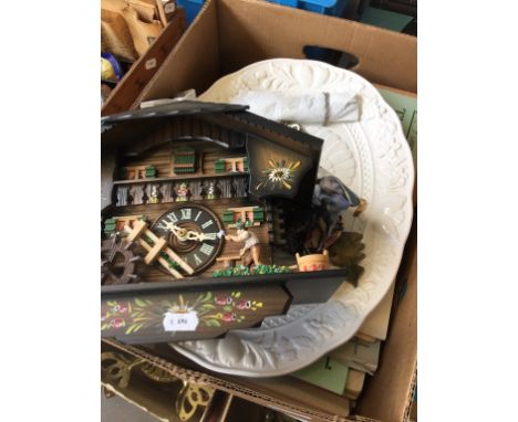 BOX WITH CUCKOO CLOCK ETC.     T4