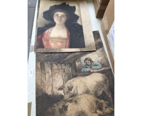 TWO PRINTS AFTER MORLAND AND A PORTRAIT PRINT AFTER ALBERT LYNCHT3