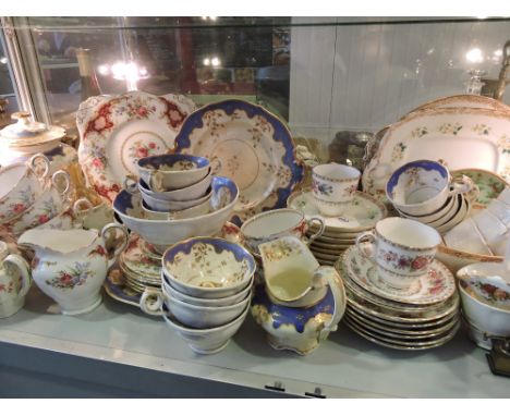 A quantity of Victorian Staffordshire teaware together with a Royal Albert teapot and sundry ceramic teaware etc