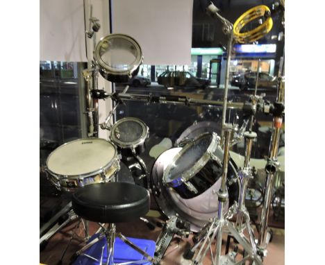 A Remo Legero Acousticon R 6 piece drum kit with Gibralter frame pedal and stool