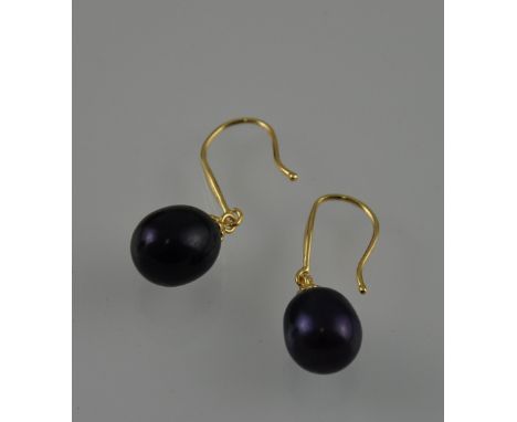 14ct blade Tahitian drop pearl earrings