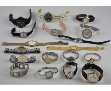 Seventeen assorted gents and ladies wristwatches, vintage through contemporary (17)