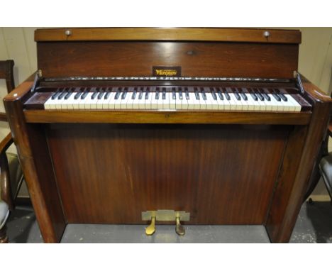 An Art Deco style Eavesstaff walnut cased mini piano
