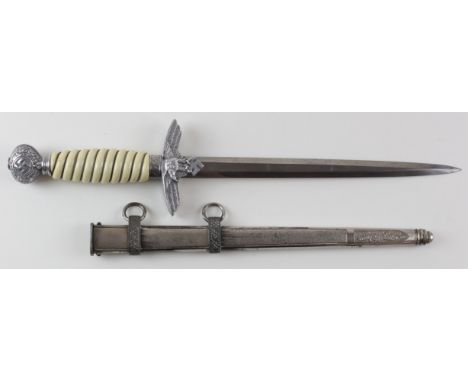 German WW2 Luftwaffe Dagger with metal scabbard. No maker mark to blade