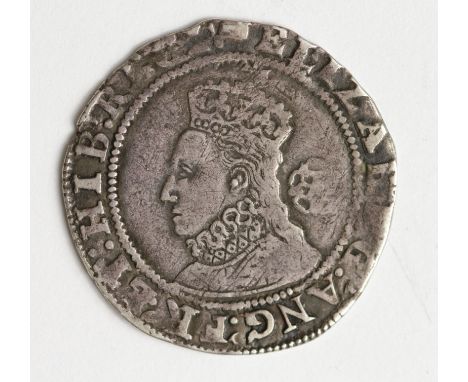Elizabeth I silver sixpence, Sixth Issue 1582-1600, mm. Woolpack 1594-1596, Spink 2578B, small area of flatness and double-st