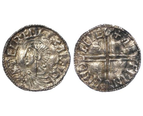 Aethelred II silver penny, Long Cross Issue, Spink 1151, obverse reads:- +AEDELRAED REX ANGLO  [Both 'AE's and 'NG' ligate, f