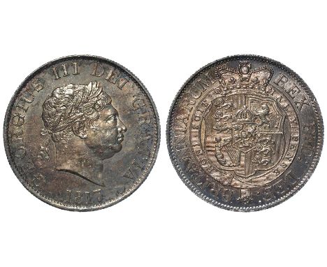 Halfcrown 1817 small head, toned GEF, light adjustment marks.