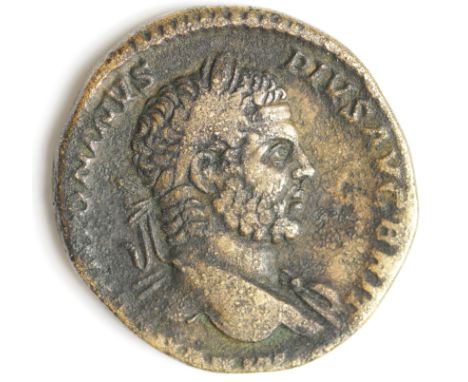 Caracalla brass sestertius, Rome Mint 211 A.D., Sear 6921, obverse:- Laureate bust right, reverse:- Fortuna seated left, hold