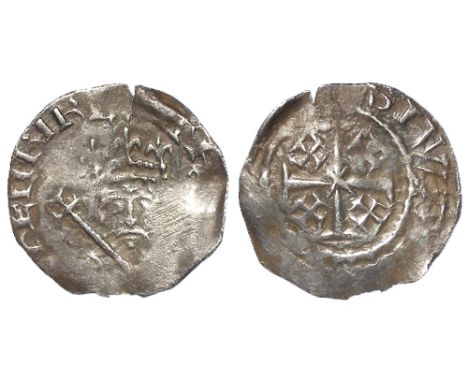 Henry II silver penny, Cross-Crosslets or 'Tealby' Issue Type C2, obverse reads:- +hENRI RE[  ]AN[   ], reverse reads:- [  ]S