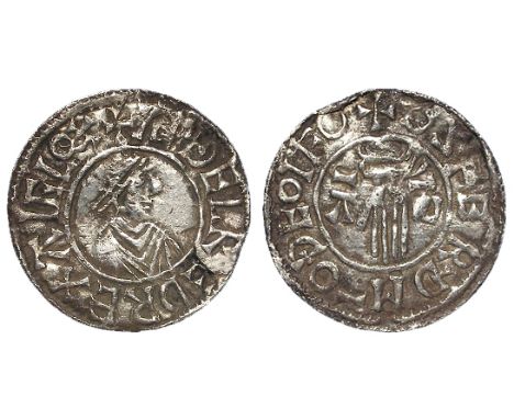 Aethelred II silver penny, First Hand Type, Spink 1144, obverse reads:- +AEDELRAED REX ANGLOX [both 'AE's'and 'NG' ligulate a