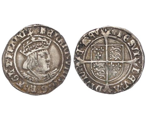 Henry VIII silver groat, Second Coinage 1526-1544 mm. Rose, Canterbury Mint, Laker Bust D, bust with Roman nose and fluffy ha