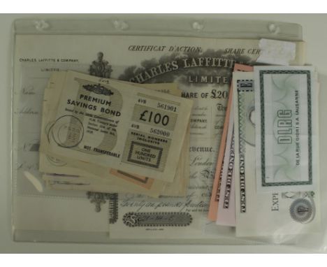 Small collection of Experimental notes, share certificates etc.