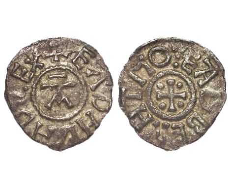 Edmund King of East Anglia, silver penny, A, bar above Alpha / Plain cross, pellet in each angle, moneyer Eadberht, J.J.N.456