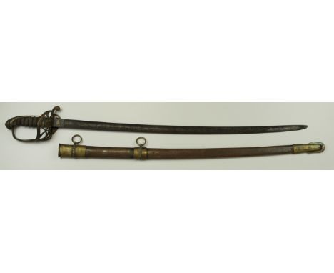 Infantry officers sword 1822 pattern with scabbard engraved on the back of guard M Murphy 61st Reg (South Gloucestershire Reg