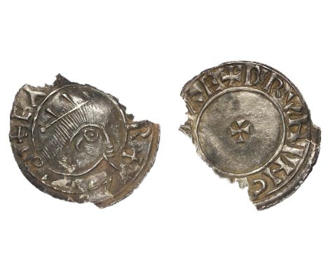 Eadgar silver penny fragment, Spink 1139 [there is space for a mint signature], obverse:- +EA[        ]R+, Large crude diadem