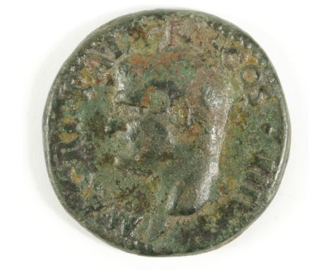 Agrippa copper as, struck by Caligula in honour of his deceased grandfather Agrippa, Rome Mint 37-41 A.D., reverse:- Neptune 