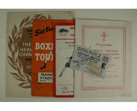Boxing programmes inc The World Heavyweight Championship at Highbury 21st May 1966 with Ticket Muhammad Ali v Henry Cooper 21