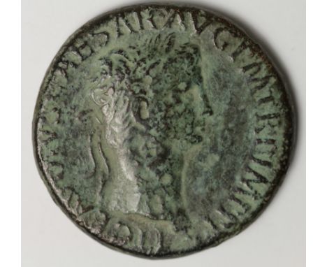 Claudius brass sestertius, Rome Mint 42 A.D., obverse:- Laureate bust right, legend:- TI CLAVDIVS CAESAR AVG P M TR P IMP P P