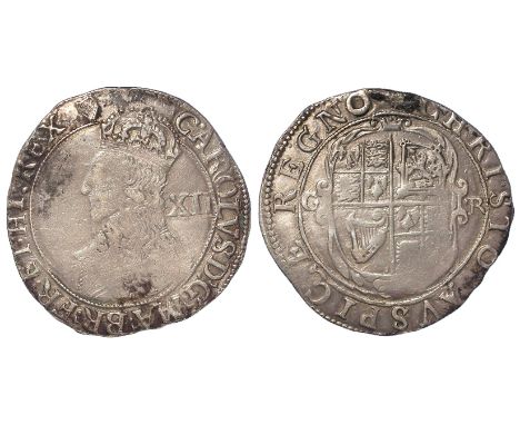 Charles I silver shilling, Tower Mint under the King 1625-1642 mm. Harp 1632-1633, Group D, Fourth Bust, Type 3.1, with falli