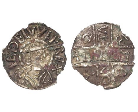 Aethelwulf King of Wessex 839-858, silver penny, Phase IV, obverse:- Diademed bust right, to edge of coin, legend:- +AEDELVVL