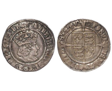 Henry VIII silver groat, First Coinage 1509-1526, portrait of Henry VII, London, mm. Crowned Portcullis, Spink 2316, with 3 o