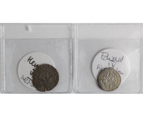 Henry VI silver penny, Annulet Issue 1422-1430 of London, Spink 1844, with old ticket, VF with a ditto but Edward IV, First R