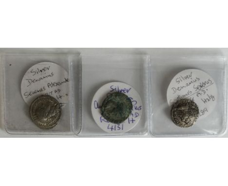 Septimius Severus silver denarius, Rome Mint 198 A.D., rev. reads:- IOVI CONSERVATORI, Jupiter seated left, holding Victory a