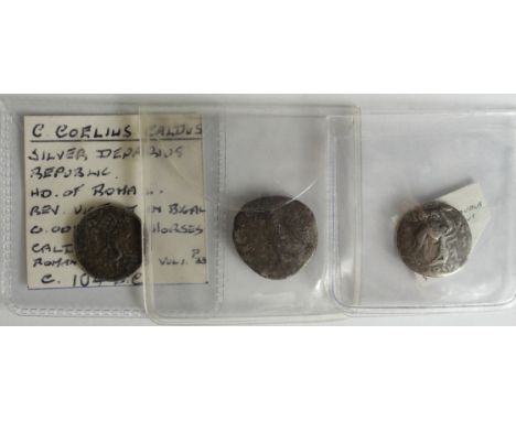 Roman Republican silver denarius of C.Coelius Caldus, 104 B.C., Sear 196, obverse some light surface corrosion, F/GF with a d