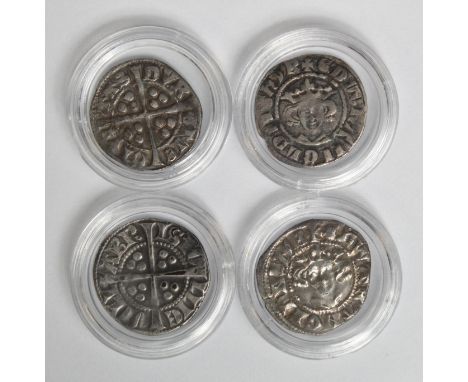 Edward I silver pennies, New Coinage, Long Cross, Bristol, light graffiti on obverse, GF/VF with similar but Bury St Edmunds,