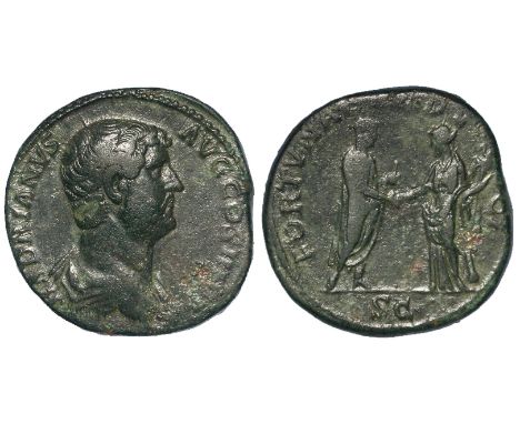 Hadrian, brass sestertius, Rome Mint 134 A.D., Sear 3601, obverse:- Bare headed and draped bust, right, legend:- HADRIANVS  A