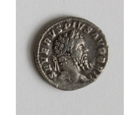 Septimius Severus silver denarius, Rome Mint 210 A.D., reverse reads:- VICTORIAE BRIT, Victory advancing right, holding wreat