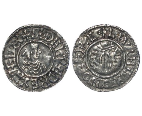 Aethelred II silver penny, First Hand Issue, Spink 1144, obverse reads:- +AEDELRED REX ANGLOX ['AE' and 'NG' ligulate, 'D' wi