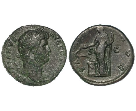 Hadrian, brass sestertius, Rome Mint 138 A.D., obverse:- Laureate bust right, legend:- HADRIANVS AVG COS III P P, reverse:- S