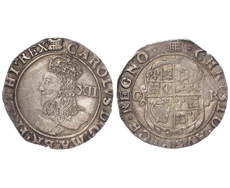 Charles I silver shilling, Tower Mint under the King 1625-1642 mm. Portcullis 1633-1634, Group D, Fourth Bust, Type 3.1, with