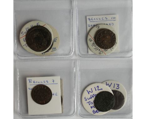 Tokens, 17thC Suffolk, Beccles (8): Town Farthing 1670, Suffolk No. 5, nVF; Will Crane Farthing, draper, Suffolk No. 6, light