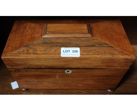 A Rosewood tea caddy with glass mixing bowl&nbsp;