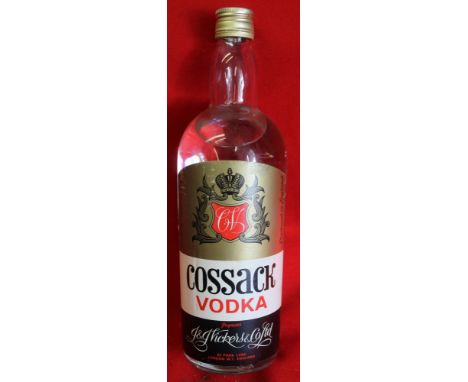 Cossack Vodka 1960s, 1 litre (in unusual bottle as stated on back label)
