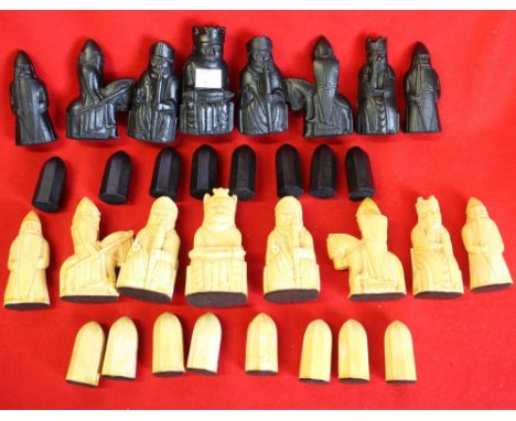A reproduction "Lewis" chess set, the original pieces were found in 1831, on the West Coast of the Isle of Lewis. This set is