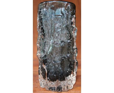 A Whitefriars bark vase with smoky tint, 15cm high, designed by Geoffrey Baxter